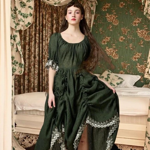 Linennaive Dresses & Skirts - Linennaive ELOWEN 27 Lace Linen Dress Gown